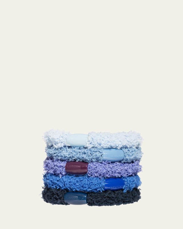 Cozy Teddy Ponytail Holders, Set of 5